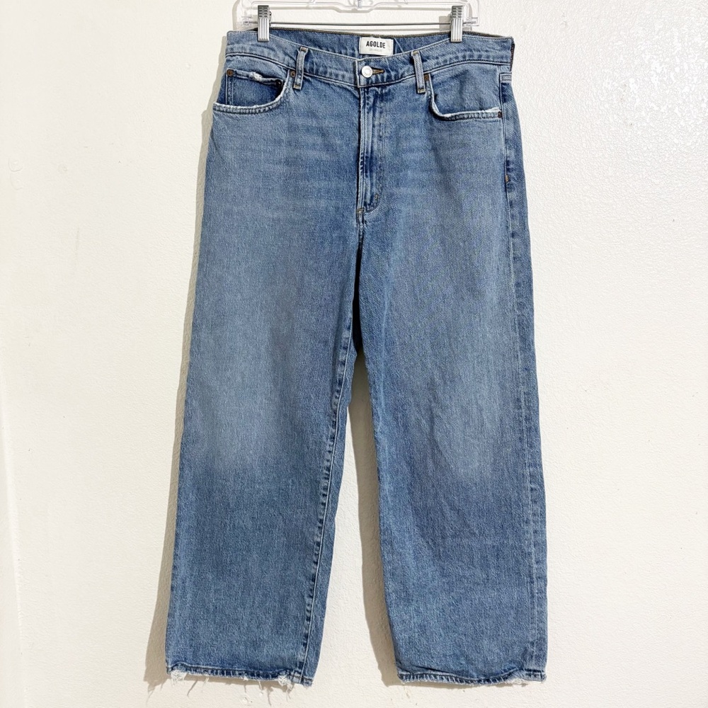 Agolde Harper Crop Mid-Rise Wide Straight Leg Jeans‎ in Hassle - Picture 5 of 11